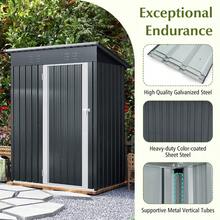 Outdoor Metal Storage Shed – 181 X 153 Cm Gray Galvanized Steel Tool House For Garden, Patio Or Yard Use – Rust-Resistant, Easy Assembly, Compact Design, Weather-Resistant Finish, Foldable Door, Ventilation Slots, Floor-Compatible Structure - Grey - View 6