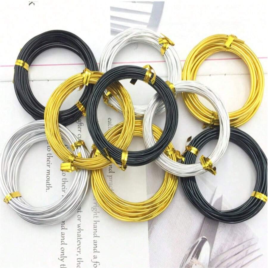 2mm X 5m 金色/銀色/黑色電鍍柔性手工金屬線，適用於珠寶製作、串珠與DIY