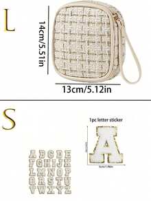 1pc Fashion Mini Makeup Bag, Sanitary Pad Storage Bag, Lightweight Multi-Functional Makeup Bag, Zipper Travel Makeup Organizer, Makeup Tools Storage Bag, Portable Toiletry Makeup Bag, Plaid Pattern Zipper Square Bag - Multicolor - View 8