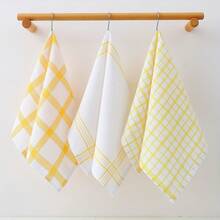 3/6 piezas/Set, Toallas de cocina absorbentes a cuadros multicolor (14.9 pulgadas X 25.2 pulgadas), suaves reutilizables y lavables, esencial para la limpieza del hogar, accesorio de cocina - Amarillo - Ver 8