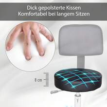Taburete Rodante, Taburete de Trabajo, Taburete Cosmético, Taburete Giratorio, Taburete Profesional para Salón en Sitio - Negro + Cuero regenerado - Ver 6
