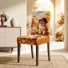1/2/4/6/20 Stücke, Esszimmer Stuhlbezüge, Herbstliche gefallene Blätter Katzen & Hunde Muster Esszimmer Stuhlbezüge, Heim Restaurant Atmosphäre dekorative Bezüge, Esszimmer, Raum Stuhl Dekoration & Schutzbezüge, abnehmbare & waschbare Esszimmer Stuhlbezüge, Feiertagsgeschenke, Heimgeschenke - Verschiedenfarbig - Übersicht 5