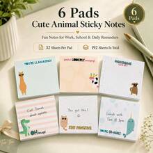 3/6pack/Cute Animal Fun Memo Book, 3x 3-Inch Smart Fun Memo Book Set, Fashionable Gift Creativity - 3*3in - View 1