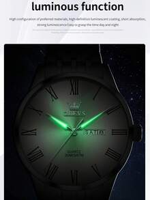 Jam Tangan Quartz Minimalis Bisnis Pria OLEVS 3633, Tahan Air, Baja Tahan Karat Bercahaya, Tampilan Kalender Ganda - Grey - View 6