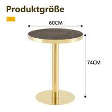Modern Round Side Table With A Gold Stainless Steel Frame And Marble-Look Top For The Living Room, Luxury Side Table With A Sturdy Base. - 灰色+金色+中密度纖維板 - 查看 9