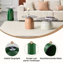 Juego de 3 mesas de centro redondas con vidrio templado marrón y estructura de acero carbonizado con aspecto de nogal, adecuadas para salas de estar, dormitorios, cafeterías y muchos otros entornos. - Gris + Verde + Beige claro + Metal - Ver 11