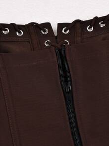 Yuwenier Sexy Punk Style Brown Metal Ring Halter Neck Backless Crop Top, Suitable For Music Festival Performances - Brown - View 11