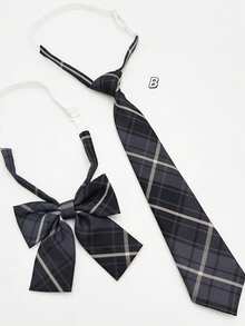 Set Dasi Kupu-Kupu Bergaris Klasik Seragam JK Wanita (2pcs/Set), Dasi Gaya Inggris untuk Siswa Remaja, Cocok untuk Dipakai di Kampus, Gaya Natal - beraneka warna - View 3
