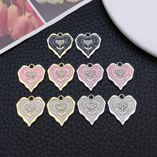 6/10 pièces pendentif cœur ondulé émaillé, breloque fleur en alliage avec strass, accessoires pour la fabrication de bijoux, matériaux DIY pour bracelet, collier et boucles d'oreilles faits main - Cœur - Voir 8