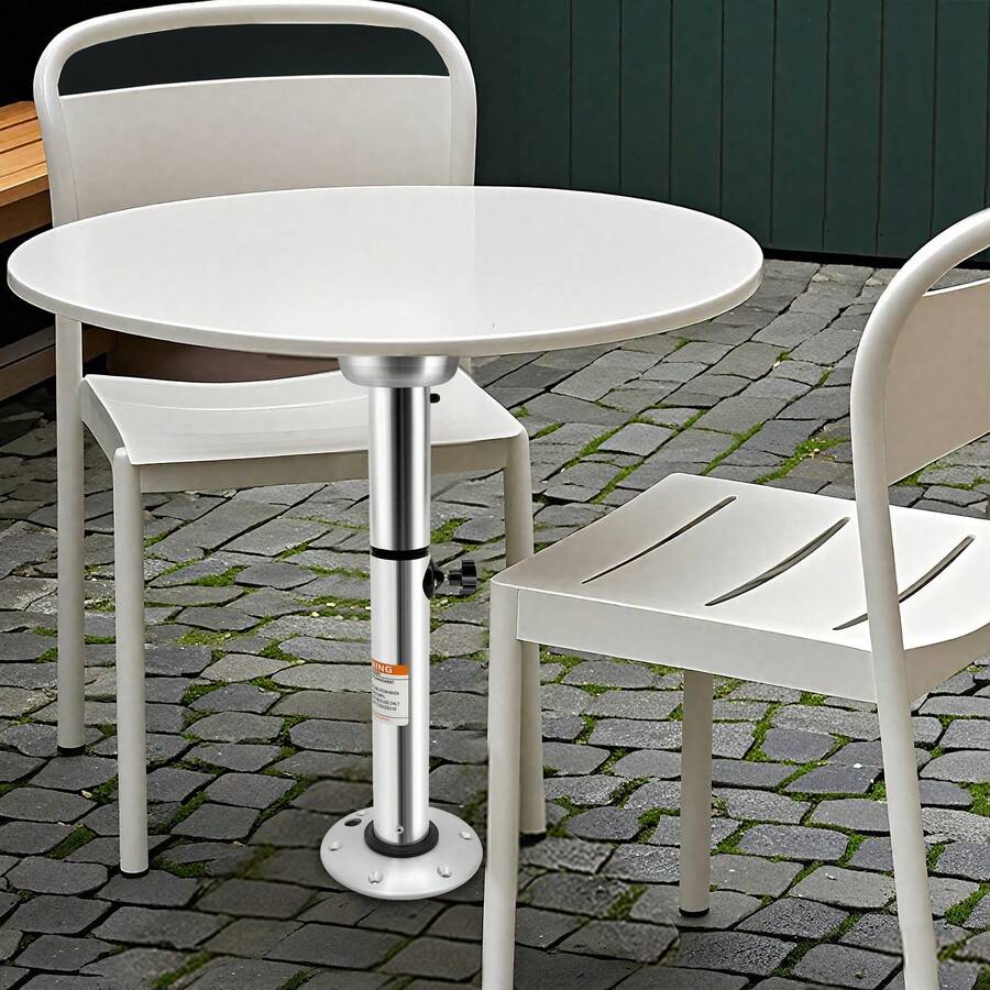 Silver Height‑Adjustable Table Pedestal Stand 56.5‑72cm, 55.12lbs Max Load Aluminum‑ABS, Removable RV Motorhome Yacht Table Support Bracket With Locking Knob - Silver - View 1