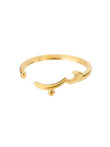 1pc Personalized Arabic Letter Symbol Ring, 18K Gold Plated Stainless Steel Open Band, Minimalist Women's Jewelry - Multicolor - View 12
