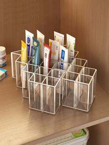 16/10 Compartment Cream Color Cosmetic Storage Box, Cream Color Storage Box, Creative Fish Scale Pattern Desktop Tube Organizer, Cream Color Medicine Storage Rack - Multi-color Transparent - View 6