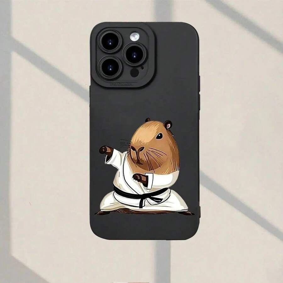 Karate Pattern Phone Case With Capybara Design Suitable For IPhone 17 16 1514 13 12 11Pro/Max/Plus Anti Drop And Shockproof - HS - 查看 1