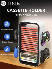Estante de almacenamiento de tarjetas de juego IINE Caja de discos Casete Compatible con 2/1 Pro Compatible con Xbox Series X/S Compatible con Xbox One Compatible con Slim Compatible con Soporte de caja de tarjetas Soporte de almacenamiento de discos - Ver 2