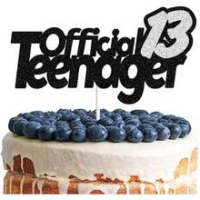 ! 13 Official Teenager Black Sier Glitter Birthday Cake Topper 13th Birthday Party Decorations Plies For Teens - As Pic - View 6