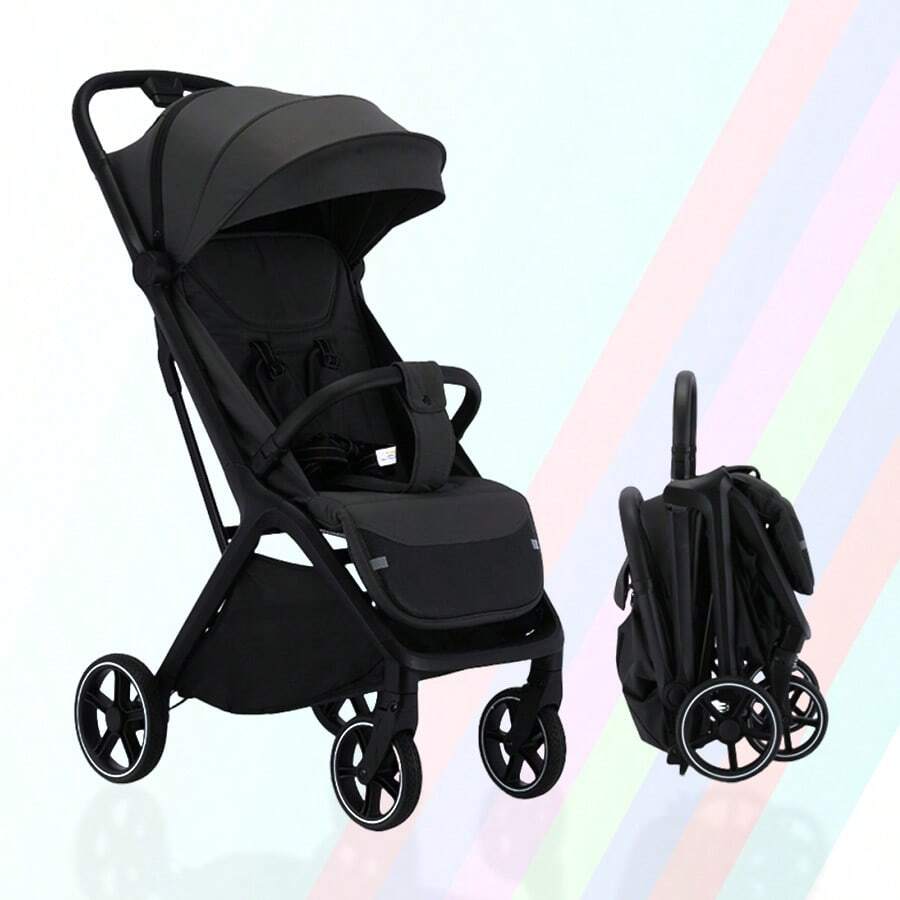 Lightweight Stroller, Foldable Stroller, Extended Sun Canopy With Zipper, One-Touch Series, Adjustable Backrest, Easy To Carry, Ideal For Travel - 黑色 - 查看 1