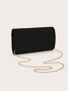 REMANLAND Black Large Women's Clutch, Evening Bag, Handbag With Detachable Chain Strap, Suitable For Weddings And Formal Occasions, Made Of Velvet Material, Elegant And Fashionable, Wedding Supplies - Black - View 6