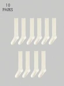 1/5/10Pairs Fall Basic Ruffle Edge Stackable Knee Socks, Preppy Student Long Socks For Boots Back To School - Multicolor - View 15