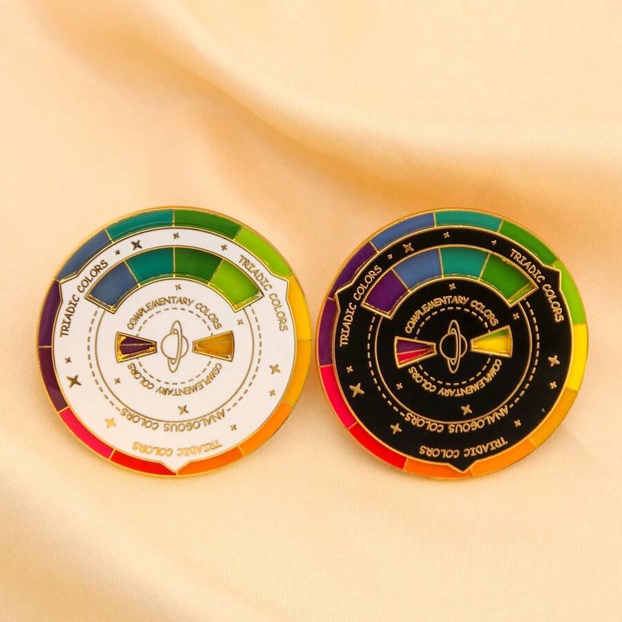 Geometric Round Color Wheel Brooch Unisex Fashion Versatile Personalized Car Keychain Accessories Wholesale