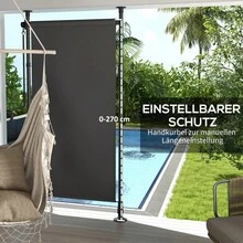 Toldo vertical para balcón 120x220-310cm resistente a la intemperie con manivela de poliéster gris oscuro para terraza y jardín On-Site - Gris oscuro + aluminio - Ver 8