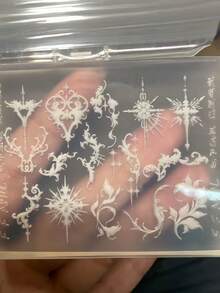 1件復古捲軸圖案法式巴洛克框架 3D 浮雕美甲矽膠模具 - 無色 - 查看 5