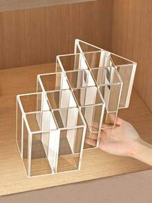16/10 Compartment Cream Color Cosmetic Storage Box, Cream Color Storage Box, Creative Fish Scale Pattern Desktop Tube Organizer, Cream Color Medicine Storage Rack - Multi-color Transparent - View 2