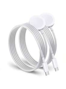 Cable de carga magnética Type-C para smartwatch, enchufe y uso, almohadilla de carga magnética inalámbrica, cable de carga portátil compatible con Apple Watch Series Ultra/Ultra2/9/8/7/SE/6/5/4/3/2/1, cable de carga de alta eficiencia - Blanco - Ver 7