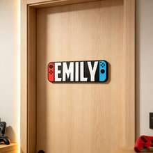 [Custom] Personalized Switch Style Game Controller Name Plate, Room Sign, Custom Wooden Game Room Plaque, Bedroom Wall Decor, Customizable Gamer Gift Plaque, Handmade Custom Plaque - Multicolor - View 2
