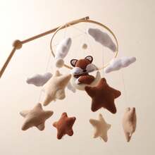 Handcrafted Baby Bed Mobile, Brown Little Fox, Moon And Stars, Baby Crib Hanging Toy, Enhances Infant Hand-Eye Coordination, Suitable For Nursery Decor, Best Gift For Parent-Child Interaction - Multicolor - View 5