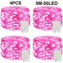 4pcs/Set 2/5M Pink Copper Wire Fairy Lights, Battery Operated Micro LED String Lights, Rose Pink Flexible Lights, Indoor Christmas Tree Xmas Gift Box Wreath Bedroom Wedding Party Holiday Decor String Light - Copper Wire String Lights - View 12