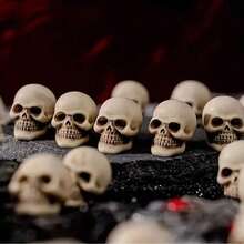 20pcs Mini Plastic Skull Heads - Mini Skull Sculptures - Halloween Miniature Figure Skull Head Decorations, Suitable For DIY Crafts, Home Prank Props, Holiday Gift Statues, Applicable For Halloween, Day Of The Dead And Easter Decorations - A - View 7