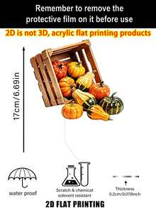 [2D Flat] 1pc Halloween Autumn Orange & Green Pumpkin Box Garden Stake Decor, Outdoor Decoration (17cm/6.69inch) Home Decor, Gardening Supplies, Patio Decoration, Acrylic, With Stake Base, 11 Holiday Decorations, Eye-Catching Yard Art Lawn Decor, Flower Bed & Front Yard Decoration, Unique Gift For Gardening Enthusiasts, Perfect For Autumn Harvest Season - Pumpkin Garden Stake - View 4