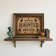 1 pieza Póster de lienzo con marco/sin marco con cita divertida de baño embrujado, estilo vintage, gótico, Halloween, Dark Academia, Cottagecore, impresión de arte de pared, decoración de temporada espeluznante de otoño, pintura para baño, inodoro, dormitorio, decoración del hogar moderno - A - Ver 6