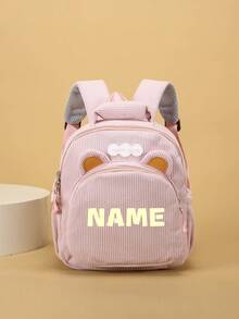 1pc Mini Personalized Back To School Cute Bear Backpack, Simple Casual Design, Zipper Closure, Nylon Material, Adjustable Shoulder Straps, Hand-Carry, Suitable For School, Shopping, Daily Outings, Outdoor Trips. Birthday Gift. - Striped Fleece 2501 - View 15