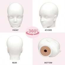 2 In 1 Mannequin Head For Makeup & Eyelash Extensions, Multi-Functional Training Doll Head For Wig Making Styling Display, Halloween - View 2