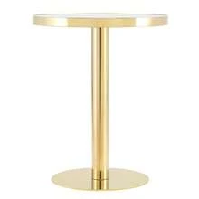 Modern Round Side Table With A Gold Stainless Steel Frame And Marble-Look Top For The Living Room, Luxury Side Table With A Sturdy Base. - 白色+金色+MDF - 查看 6