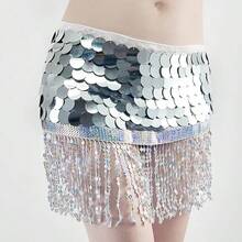 Glitter Tassel Waist Chain Belly Dance Costume, Dance Waist Ornament Performance Outfit - Multicolor - View 10