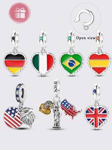 1 Pieces National Flag Pendants Charms Colorful Glaze Open Close Clasp Design Quick And Convenient Fits Original Bracelet & Necklace DIY Making - Multicolor - View 1