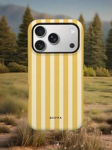GIIPPA 1pc Warm Yellow Vertical Stripe Pattern Design, Phone 17 Pro Max Phone Case, Compatible With Phone 16 Pro Max, 15 Pro Max, 14 Pro Max, Korean High-End Fashion Fun Phone Case, Compatible With 11/12/13/14/15/16 Pro Max Plus, Elegant Design Suitable For Men And Women, Perfect Gift For Girlfriend On Christmas, Valentine's Day, Easter, Wedding Season And Birthday! - Yellow - View 7
