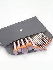 ronshadow 14pcs Multi-Function Makeup Brush Set With Storage Bag, Various Brush Types And Sizes, Fluffy Powder Brush, Angled Contour Brush, Multiple Eye Detail Eyeshadow And Concealer Brushes, Home Makeup Travel Portable Storage Set - Champagne - View 3