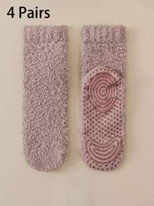 2/4 Pairs Women's Winter Socks, Anti-Slip Silicone Bottom, Thick Warm Plush Socks, Suitable For Autumn/Winter, Comfortable And Warm - Multicolor - View 18