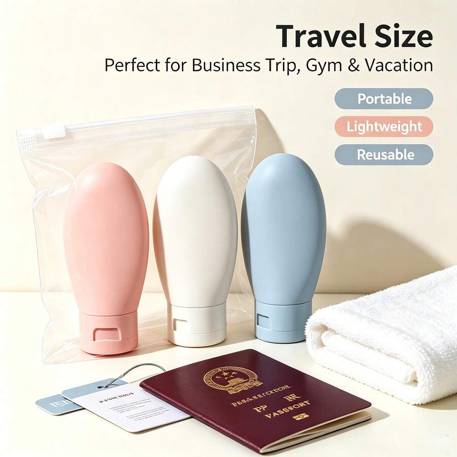 Refillable Squeezable Silicone Travel Bottle Set, Leak-Proof Flip Top Empty Toiletries Containers, Multi-Purpose Portable Travel Essentials, Suitable For Shampoo, Lotion, Body Wash, Makeup Liquid, TSA-Friendly Travel Accessories, Suitable For Women And Men For Business Trips And Camping - Multicolor - View 1