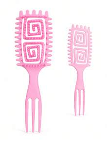 Multi-Color Curly Hair Styling Comb, 2 Spiral Design Curl Definition Detangling Combs, Round Head Pin Comb, Flexible Open Back Design, With 3-Tooth Tail Comb, Suitable For Wet/Dry Hair, Wavy/Curly/Coily/Thick Hair, Daily Parting And Styling - Multicolor - View 12