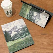 Casing Pelindung Tablet Gaya Lukisan Minyak Hutan Pegunungan, Desain Penyangga Lipat, Penutup Flip Perlindungan Penuh, Pola Cetak Desain Artistik yang Sangat Menarik, Nuansa Premium Seni Lukisan Minyak Unisex, Tahan Guncangan dan Jatuh, Berbagai Metode Lipat Memberikan Sudut Pandang yang Berbeda, Cocok untuk iPad/Air/Pro dan Model Lainnya - Dark Green - View 5