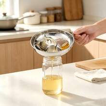 Stainless Steel Wide Mouth Canning Funnel With Handle, Large Caliber Easy Clean Kitchen Funnel For Liquid & Dry Food, Multipurpose Transfer Funnel For Jars Honey Oil Beans Grains - View 1