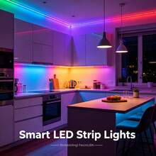 98.4英尺 2卷 RGB 變色 LED 燈條,APP 與遙控控制,音樂同步,可調光,可裁剪,USB 接口 LED 燈條,適用於臥室、遊戲室、電視和家居裝飾,萬聖節裝飾 - 黑色遙控 - 查看 7