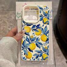 Full Screen Blue Leaf Lemon Lychee Pattern Phone Case For IPhone 17 16 15 14 13 12 11 Pro Max Plus Air 17E 16E XS Max X XR Cover - 5 - 查看 4