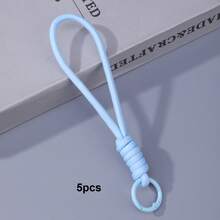5pcs 16cm Macaron Color Wrist Lanyards, Keychain Accessories, Bag Charms, DIY Beaded Pendant Accessories, Anti-Loss Phone Lanyards - Colorful Woven Lanyard - View 7