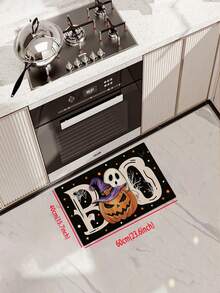 1/2pcs Halloween Kitchen Decor Rug, Cute Ghost Pumpkin Cat Kitchen Rug And Mat, Non-Slip Washable Absorbent Kitchen Accessories Decorative Mat - Multicolor - View 10
