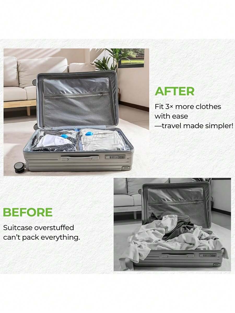 Vacuum Compression Travel Storage Bag And Hand Pump, Suitable For Business Trips/Travel/Dormitory Storage To Save Space, Multiple Sizes For Backpacks/Suitcases/Drawers For Classifying Clothes/Shoes
